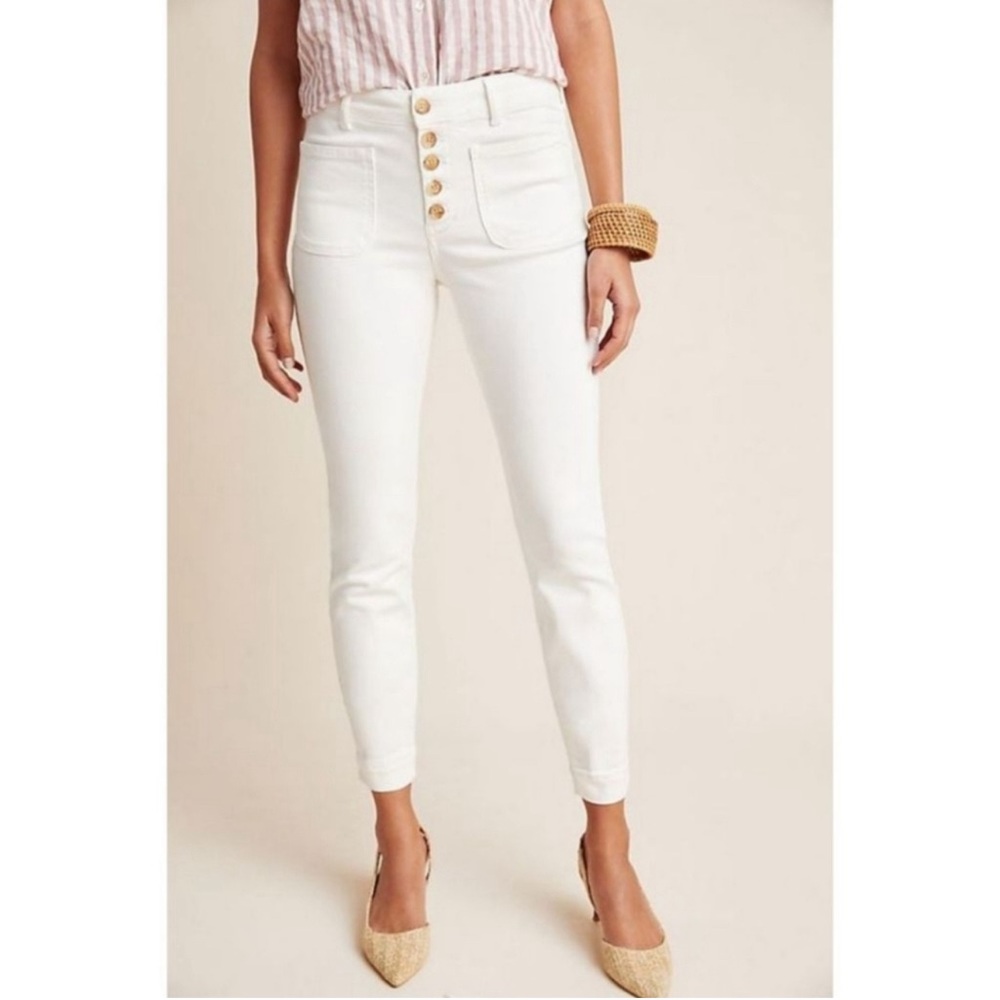 Pilcro and the Letterpress off white high rise denim leggings- size 28